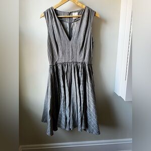 ANAGRAM Fit Flare Dress Striped Cotton Retro Feminine Girly Pockets Full 8‎